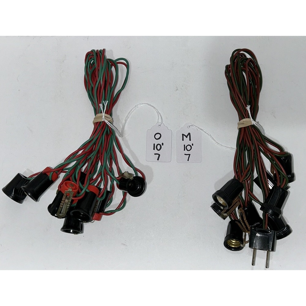 C-7 Bulb Green String Light Strands 7 Lights No Bulbs Tested Works (2) Vintage